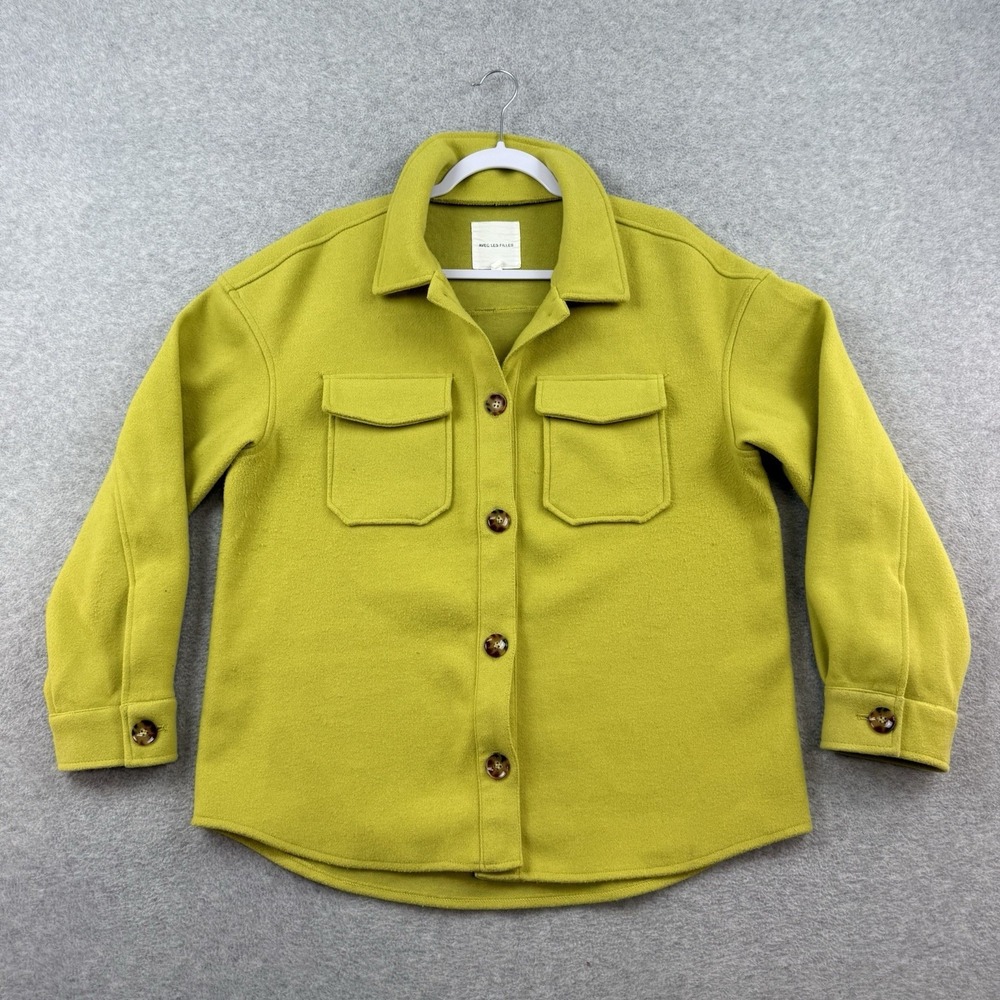 Avec Les Filles Oversized Shirt Jacket Womens M Green Flap‎ Pocket Wool Blend